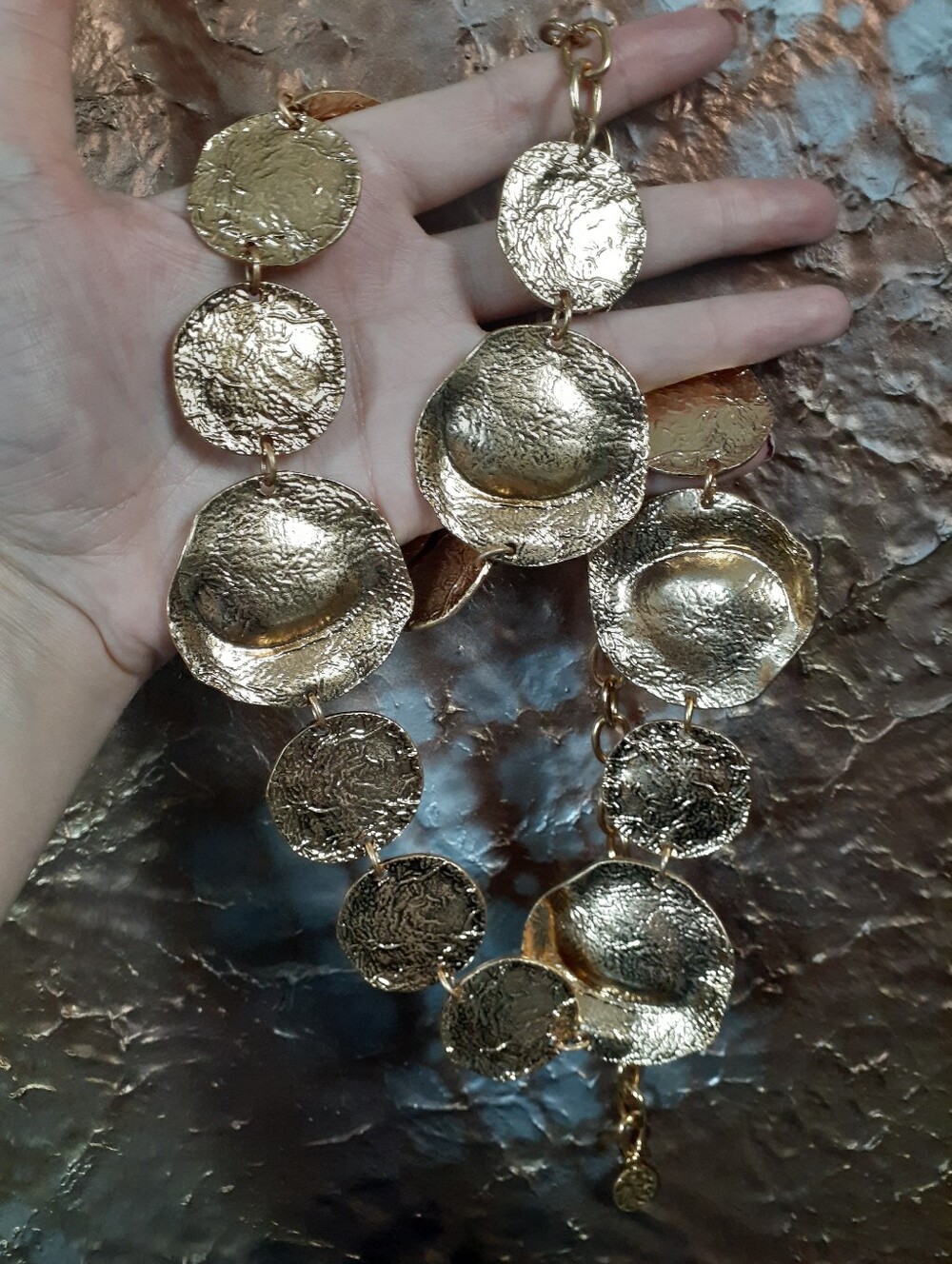 Zara Nwot Goldtone Belt Textured Disc Statement Piece - Women